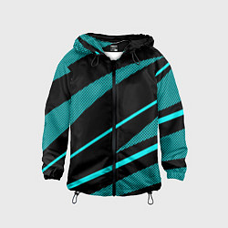 Ветровка с капюшоном детская Чёрный с голубым полосы текстура, цвет: 3D-черный