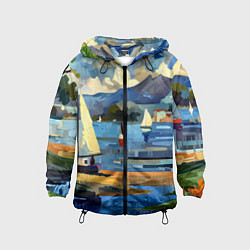 Ветровка с капюшоном детская Средиземноморский пейзаж, цвет: 3D-черный