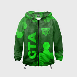 Ветровка с капюшоном детская GTA - green gradient вертикально, цвет: 3D-черный