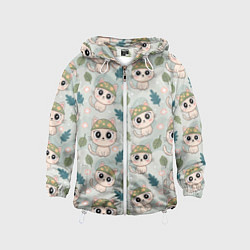 Ветровка с капюшоном детская Кошачий камуфляж каваи, цвет: 3D-белый