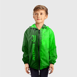 Ветровка с капюшоном детская Juventus - green gradient по-вертикали, цвет: 3D-черный — фото 2