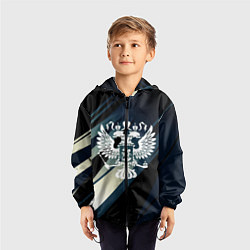 Ветровка с капюшоном детская Герб России Двуглавый орёл чёрно-синий, цвет: 3D-черный — фото 2