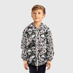 Ветровка с капюшоном детская Черепа и красные звезды, цвет: 3D-белый — фото 2