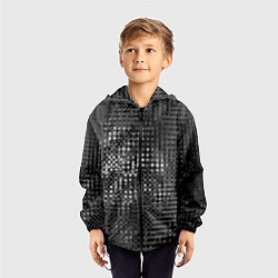 Ветровка с капюшоном детская Тёмный чёрно-серый абстарктный, цвет: 3D-черный — фото 2