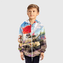 Ветровка с капюшоном детская Русский танк, цвет: 3D-белый — фото 2