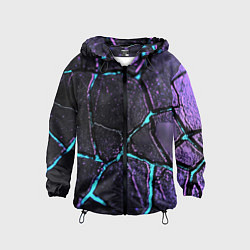 Ветровка с капюшоном детская Фиолетовые плиты с голубым свечением, цвет: 3D-черный