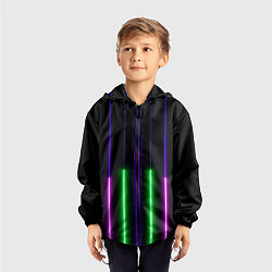 Ветровка с капюшоном детская Color Purple green pink, цвет: 3D-черный — фото 2