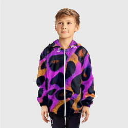Ветровка с капюшоном детская Неоновый леопардовый узор, цвет: 3D-белый — фото 2