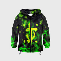 Ветровка с капюшоном детская Doom кислотный снег в огне лого, цвет: 3D-черный