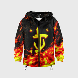Ветровка с капюшоном детская Doom огненное лого, цвет: 3D-черный