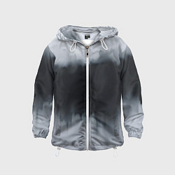 Ветровка с капюшоном детская Разводы черной краски, цвет: 3D-белый