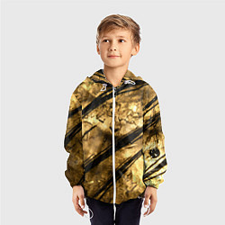 Ветровка с капюшоном детская Золото с черной текстурой, цвет: 3D-белый — фото 2