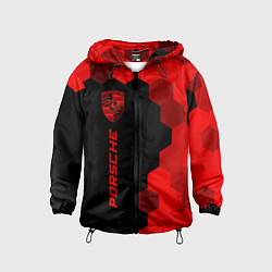Ветровка с капюшоном детская Porsche - red gradient по-вертикали, цвет: 3D-черный