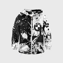 Ветровка с капюшоном детская BMW черно белые краски, цвет: 3D-белый