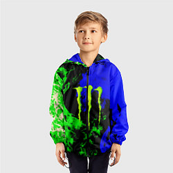 Ветровка с капюшоном детская Monster energy кислотный огонь, цвет: 3D-черный — фото 2