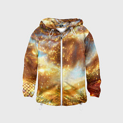 Ветровка с капюшоном детская Блестящая золотая текстура, цвет: 3D-белый
