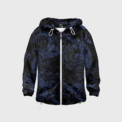 Детская ветровка Синий дракон на черном