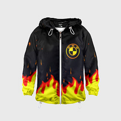 Ветровка с капюшоном детская BMW огненный, цвет: 3D-белый