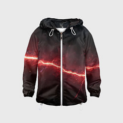 Ветровка с капюшоном детская Красная линия - молния, цвет: 3D-белый