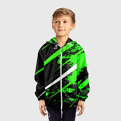 Ветровка с капюшоном детская Color black and green, цвет: 3D-белый — фото 2