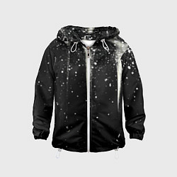 Ветровка с капюшоном детская Белые брызги на черном, цвет: 3D-белый