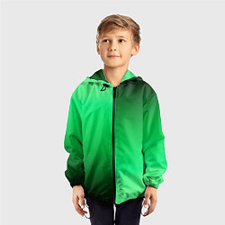 Ветровка с капюшоном детская Чёрно-зелёный градиент пополам, цвет: 3D-черный — фото 2
