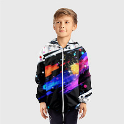 Ветровка с капюшоном детская Разноцветные блестящие кляксы - текстура, цвет: 3D-белый — фото 2