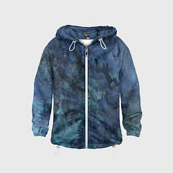 Ветровка с капюшоном детская Абстракция - dark blue sea stone, цвет: 3D-белый