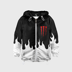 Ветровка с капюшоном детская Monster energy red logo, цвет: 3D-белый