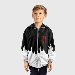 Ветровка с капюшоном детская Monster energy red logo, цвет: 3D-белый — фото 2