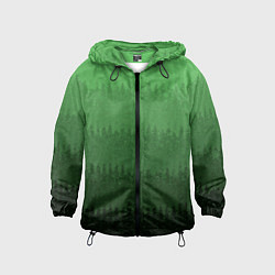 Ветровка с капюшоном детская Зеленый градиент текстурные полосы, цвет: 3D-черный