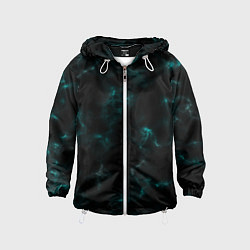 Ветровка с капюшоном детская Color black turquoise, цвет: 3D-белый