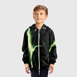 Ветровка с капюшоном детская Lightning yellow текстура, цвет: 3D-белый — фото 2