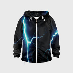 Ветровка с капюшоном детская Lightning light blue, цвет: 3D-белый