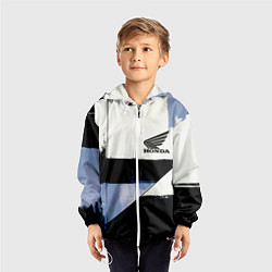 Ветровка с капюшоном детская Honda логотип, цвет: 3D-белый — фото 2