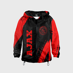 Ветровка с капюшоном детская Ajax - red gradient вертикально, цвет: 3D-черный
