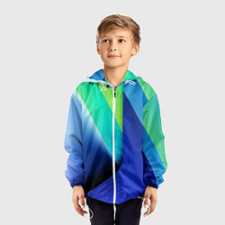 Ветровка с капюшоном детская Color blue green, цвет: 3D-белый — фото 2