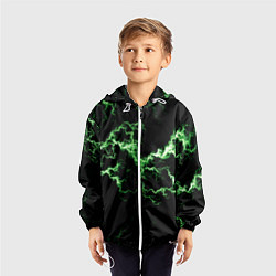 Ветровка с капюшоном детская Lightning green glow, цвет: 3D-белый — фото 2