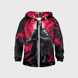 Ветровка с капюшоном детская Рыцарь-крестоносец ордена красной звезды, цвет: 3D-белый