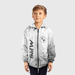 Ветровка с капюшоном детская BMW - white gradient вертикально, цвет: 3D-черный — фото 2