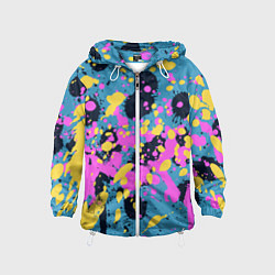 Детская ветровка Брызги краски розовой желтой и темно синей
