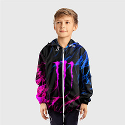 Ветровка с капюшоном детская Monster energy неоновое пламя, цвет: 3D-белый — фото 2