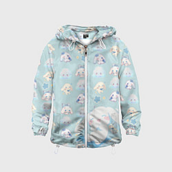 Ветровка с капюшоном детская Нежные зайки, цвет: 3D-белый