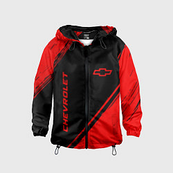 Ветровка с капюшоном детская Chevrolet - red gradient вертикально, цвет: 3D-черный