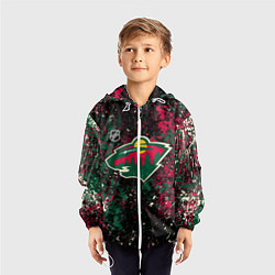Ветровка с капюшоном детская Minnesota Wild NHL black, цвет: 3D-белый — фото 2