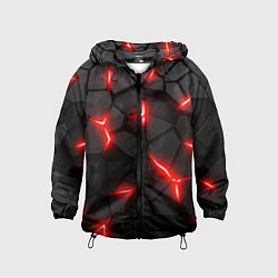 Ветровка с капюшоном детская Красная неоновая броня, цвет: 3D-черный