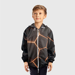 Ветровка с капюшоном детская Серая текстура из сот, цвет: 3D-белый — фото 2