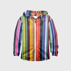 Ветровка с капюшоном детская Разноцветная полоска, цвет: 3D-белый