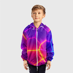 Ветровка с капюшоном детская Синие плиты с фиолетовым свечением, цвет: 3D-белый — фото 2