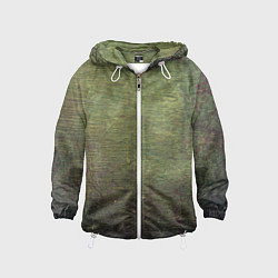Ветровка с капюшоном детская Абстракция - old board painted with green paint, цвет: 3D-белый